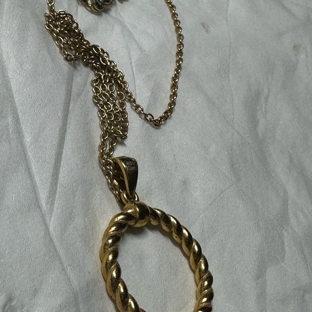 Gold Twisted Pendant Necklace - Picture 9 of 14